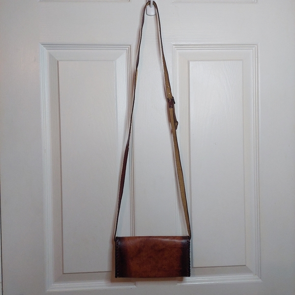 Handmade Hand Tooled Brown Leather Floral Honduras Crossbody Bag Western Boho - Picture 3 of 13